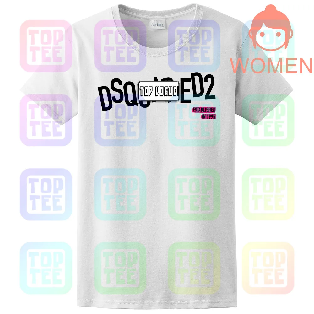 DSQ Футболка логотип черный Slim Fit. сезон топы Мужские Женские Унисекс Размер: S-3XL - Цвет: WOMEN-WHITE