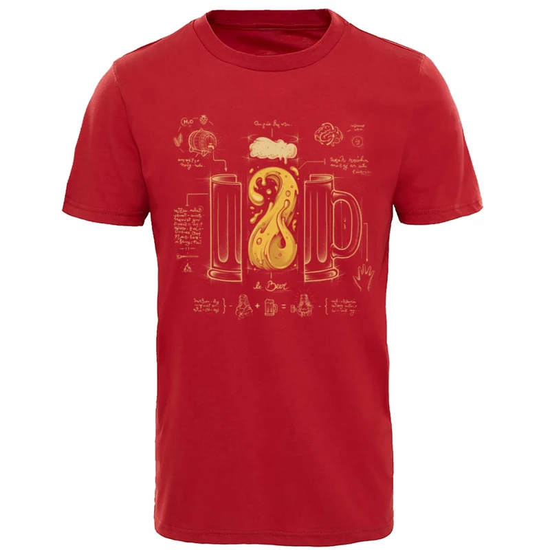 Printed On Top T-shirts Brand Crew Neck Le_Beer_4428 Cotton Fabric Man Tees Summer Short Sleeve Tee Shirts Wholesale Le_Beer_4428 red