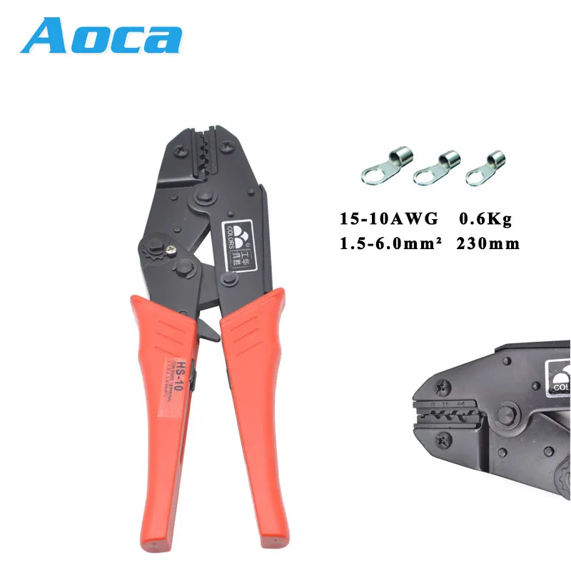 

COLORS HS-10 wire crimping pliers for non-insulated terminals clamp 1.5-10mm2 15-7AWG W shape European style crimping hand tools