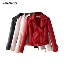 Модная черная кожаная женская куртка из искусственной кожи, винтажная красная байкерская куртка, милое розовое зимнее пальто для женщин, Корейская уличная одежда