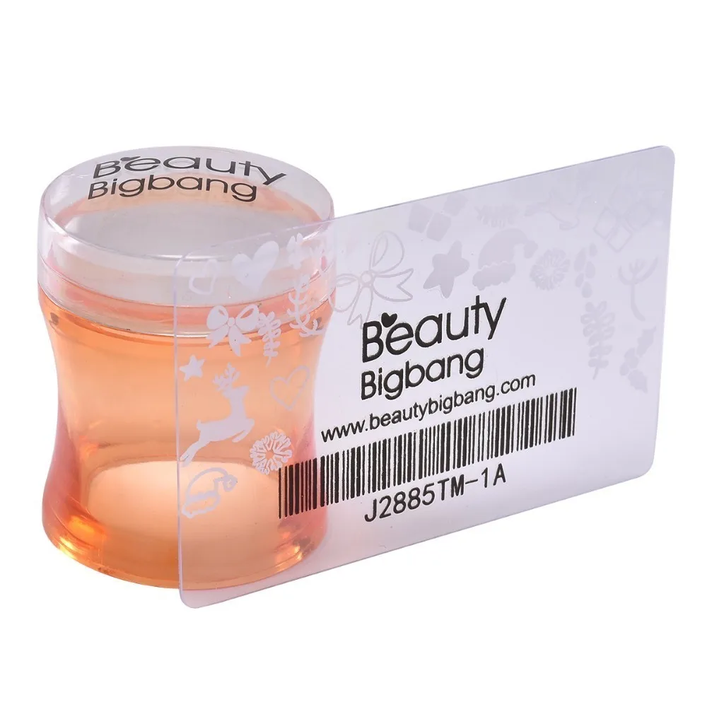 BeautyBigBang пластиковая силиконовая головка штамповка+ резиновый штамп для скребок для ногтей прозрачная Желейная Цветочная ручка для дизайна ногтей штамп пластины наборы - Цвет: Orange