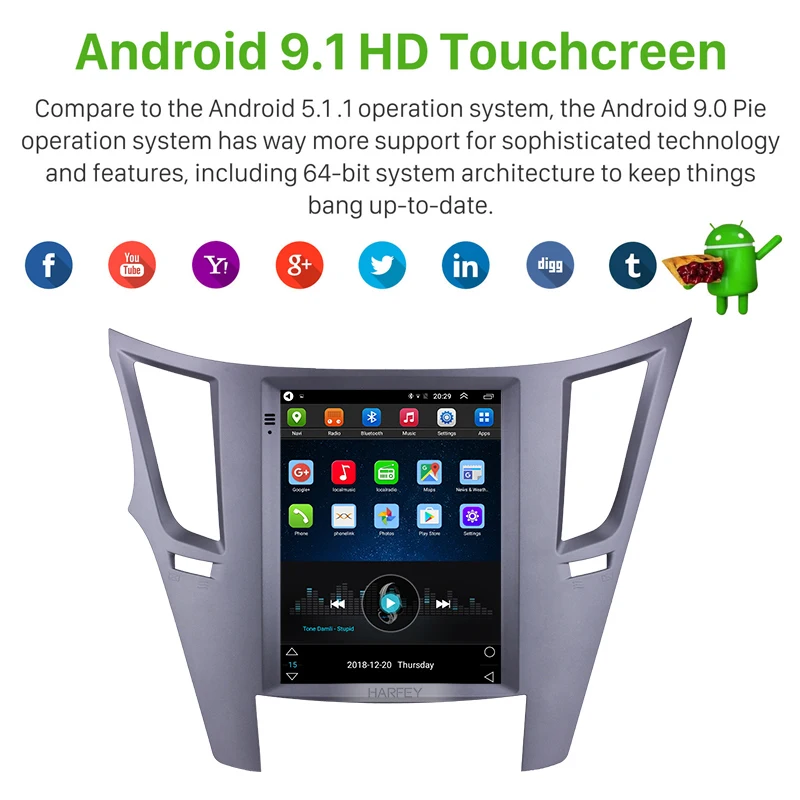 Best Harfey For 2010-2013 2014 Subaru Outback Android 9.1 Car Multimedia Player Backup camera Mirror Link FM 9.7" 4G LTE GPS Navi 2
