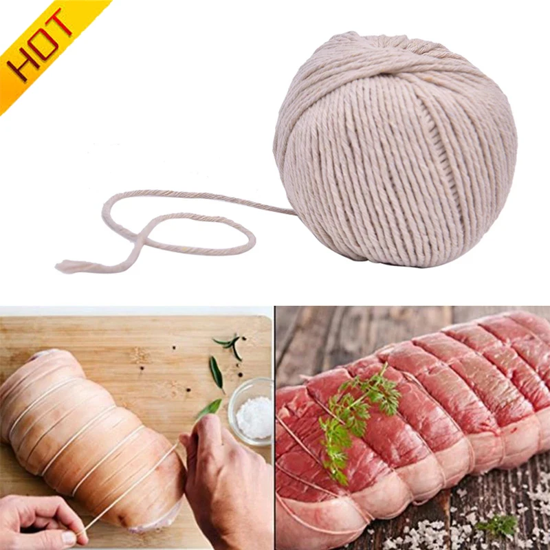 1Roll Cooking Tools Butcher's Cotton Twine Meat Prep Trussing Turkey Barbecue Strings Meat Sausage Tie Rope Cord 70M