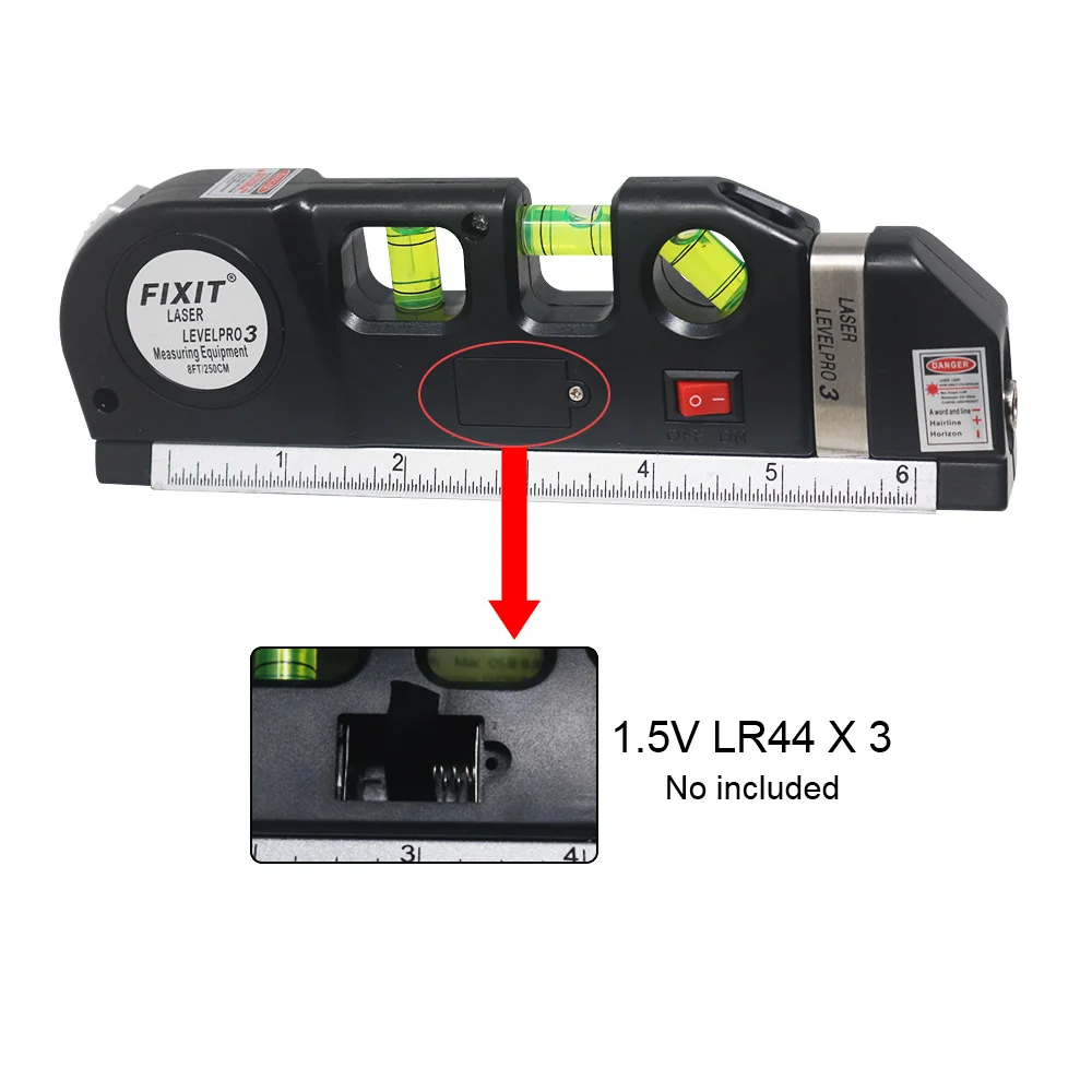 Лазерный уровень Pro 3 8 футов поперечная линия лазерный 680nm линейка измерительные