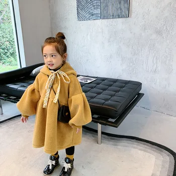 

New Arrival Girls Winter Dress Soft Children Hooded Dresses Thick Baby Princess Girls Warm Dress