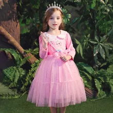 Платья принцессы Эльзы для маленьких девочек; зимнее платье для рождественской вечеринки, дня рождения; одежда для костюмированной вечеринки с героями мультфильмов для подростков; Vestido; Новинка года