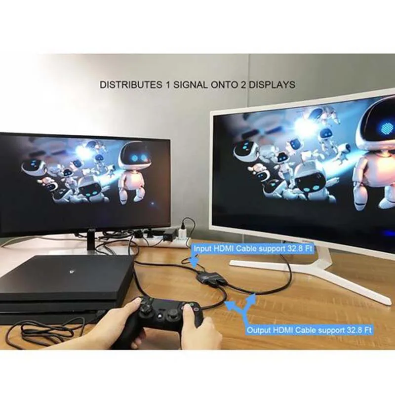 Многоэкранный дисплей 4K HDMI разветвитель 1 вход 2 Выход металл 1X2 HDMI коммутатор коробка подставка для концентратора 4K X 2K 3D 2160p 1080p