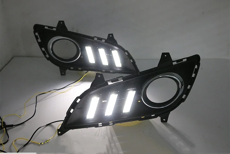 EOsuns led drl дневные ходовые огни для hyundai Elantra 2012- с динамическим движущимся желтым поворотным сигналом и синим ночным светом