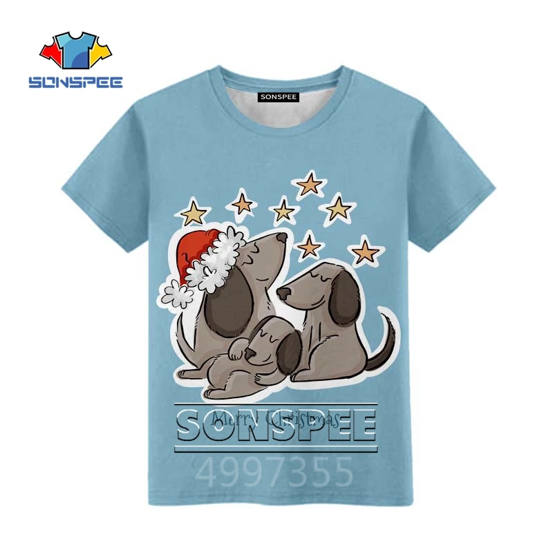 SONSPEE Merry Christmas Dogs family Harajuku/футболка с 3D принтом для мальчиков и девочек-подростков/толстовки детская одежда для детей X311