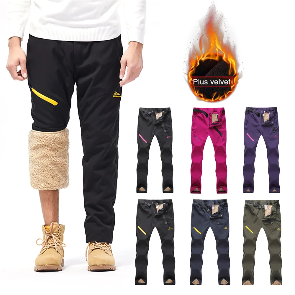 

2 In 1 Removable Cashmere Ski Pants Women Men Autumn Winter Outdoor Fishing Hiking Windproof Waterproof Warming Snow Trousers