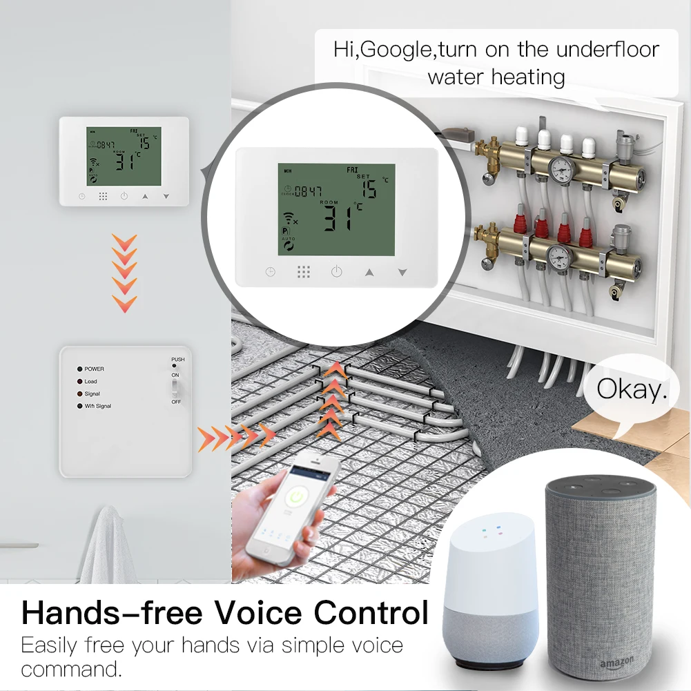 WiFi Smart Thermostat Wall-Hung Water Underfloor Heating Temperature Controller Work with Alexa Google Home