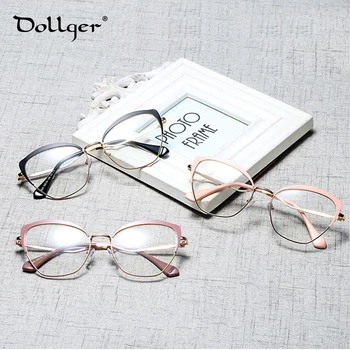

Dollage Retro Vintage Glasses Frame Women Men Metal Cat eyewear Unisex Flat Computer Clear Lens Spectacles Goggles C031