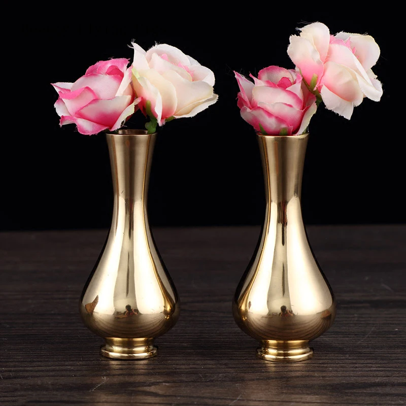 

Creative pure copper small vase flower living room decoration home decorations modern simple flower arrangement dried flowers