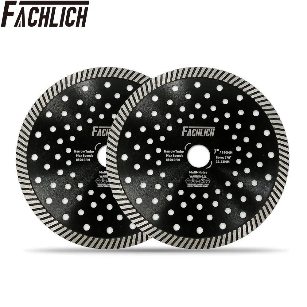 

FACHLICH 2pcs/pk Diameter 180mm/7inch Diamond Cutting Disc with multi holes for Marble Granite Hard Material Turbo Saw Blades
