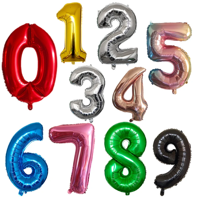 32 inch Foil Balloons Air Helium Number Balloon Figures Happy Birthday Party Decorations Kid toy Globos Balony | Дом и сад