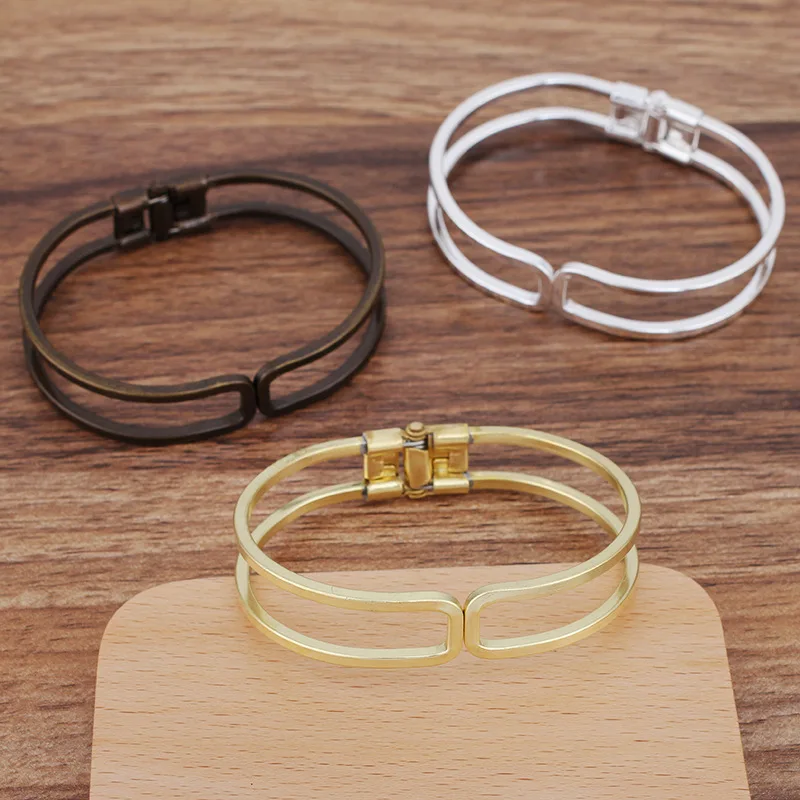 10pcs 65mm Blank Women Open Spring Bangle Settings Punk Cuff Bracelet