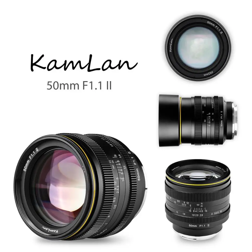 Lente de Foco Manual para Nex para Eos-m para Fuji Elementos em 6 Kamlan Aps-c Grande Abertura m4 – 3 Câmeras 8 Grupos 50mm F1.1-f16 ii