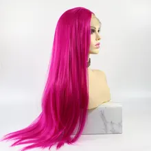 Bombshell фиолетовый розовый прямые волосы синтетический парик фронта шнурка натуральные волосы линии термостойкие волокна Волосы средний пробор для женщин