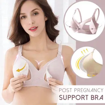 

New Nursing Bra With Front Buckle Pregnancy Anti-sag Gathered Together Big Cup Cotton Wireless Breastfeeding Sleepwear Underwear
