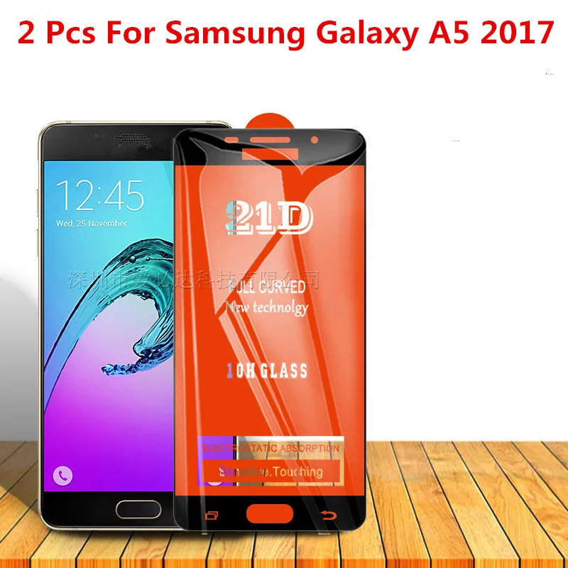 2 Pezzi Di Vetro Temperato Curvo Per Samsung Galaxy A5 2017 Pellicola Protettiva Per Schermo A Copertura Totale Per Samsung Galaxy A5 2017