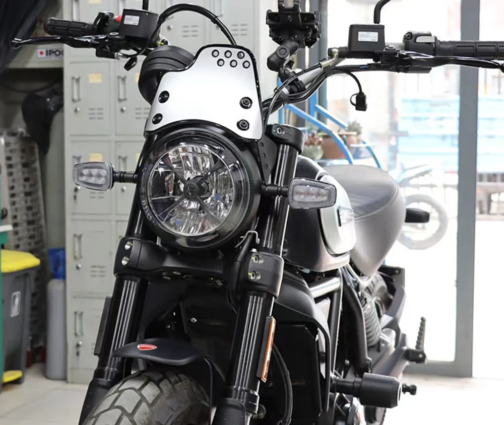 Windscreen Windshield Fly Screen Shield Wind Deflector with Holder For DUCATI Scrambler 400 800 2015 -