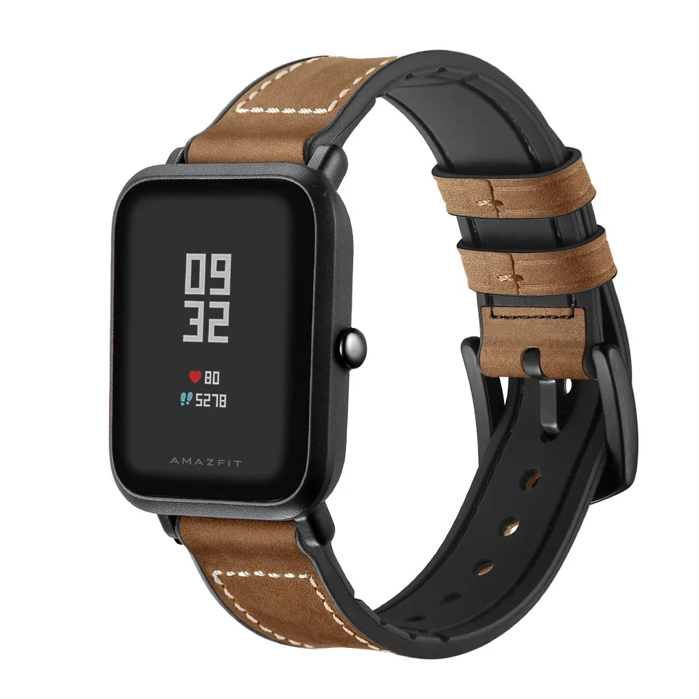 YHNUJM кожа+ Силиконовый ремешок для Huami Amazfit Bip Молодежные часы 20 мм ремешок браслет ремешок для часов