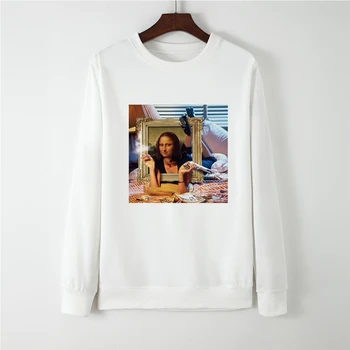 

Autumn Winter Best Selling Coat Tops Vogue Loose Long Sleeve Cute Hip Hop Punk Spoof Mona Lisa Sweatshirt Women Hoodies