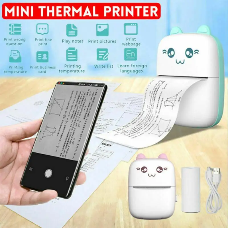 Thermal Bluetooth Printer Mini Portable Pocket Mobile Photo Label Printer 200dpi