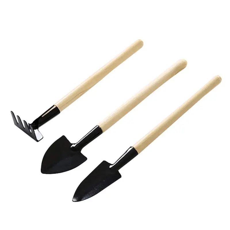 

3pcs/Set Mini Gardening Tools Wood Handle Stainless Steel Potted Plants Shovel B95B