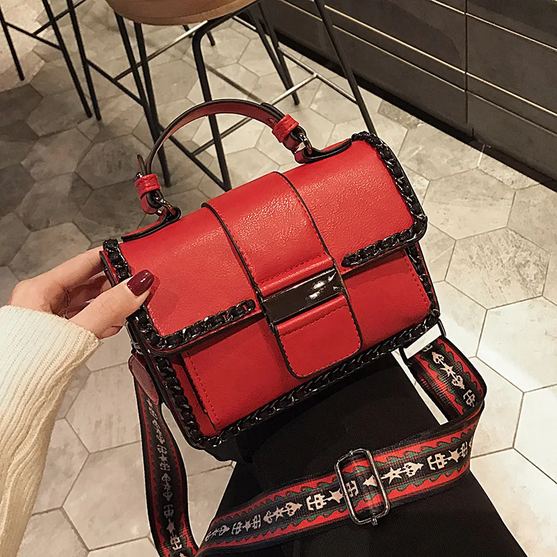 

Language meng wei Fashion Handbag Bag Women's 2020 New Style Korean-style Fashion Chain Graceful Wide-Strap Crossbody Bag