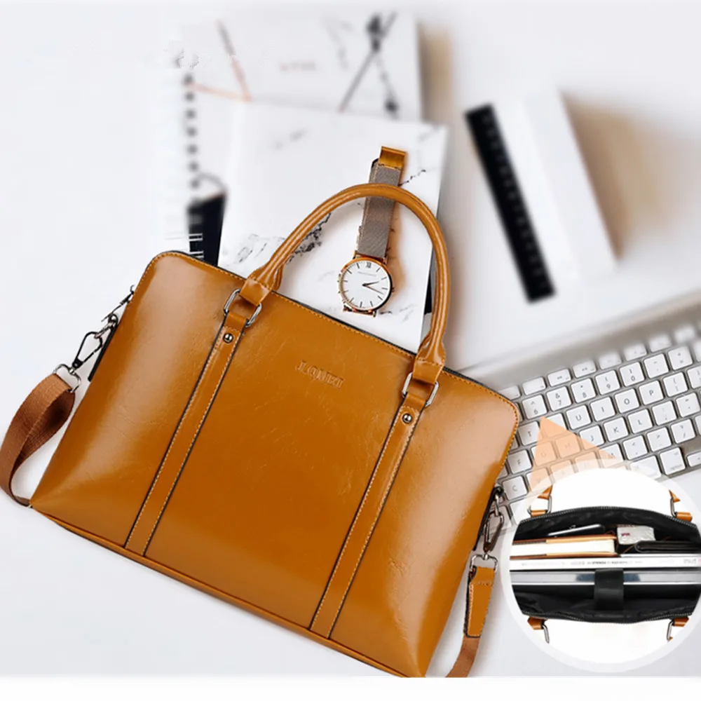 

2019 Fashion Women Laptop Business Briefcase Ladies Leather Handbag 14 15.6 Inches Women's Notebook Computer Portable Office Bag