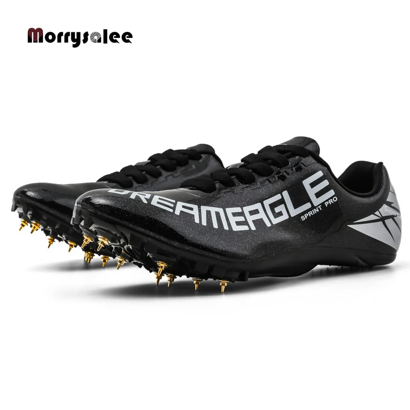 black and gold track shoes