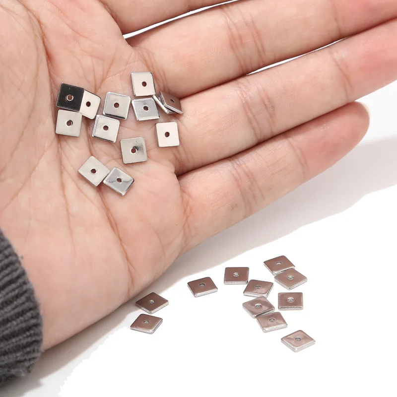 DIY 쥬얼리 액세서리 만들기위한 50pcs 스테인레스 스틸 6x6mm 스퀘어 비..