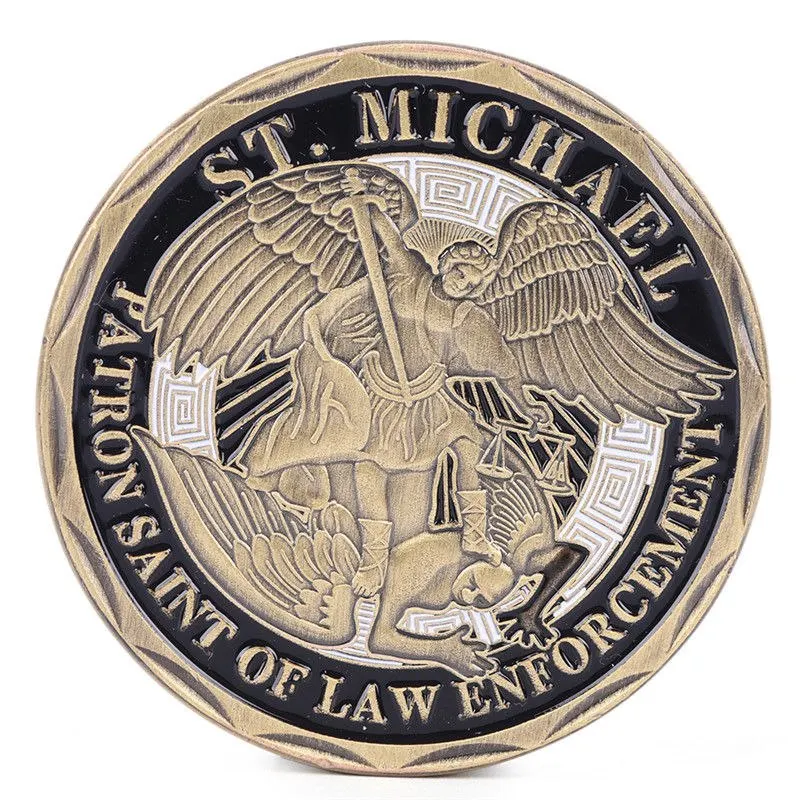 New 1PCS Bronze Police Officer ST Michael Patron Saint of Law Enforcement Challenge Coin United State Coin