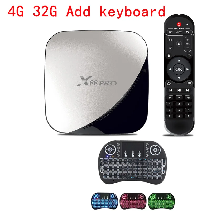 X88 PRO tv Box Android 9,0 4 Гб ОЗУ 64 Гб Google Play RK3318 четырехъядерный 5,8G Wifi 4K Netflix Youtube Мультимедийный проигрыватель с iptv телеприставка - Цвет: 4G 32G Add keyboard