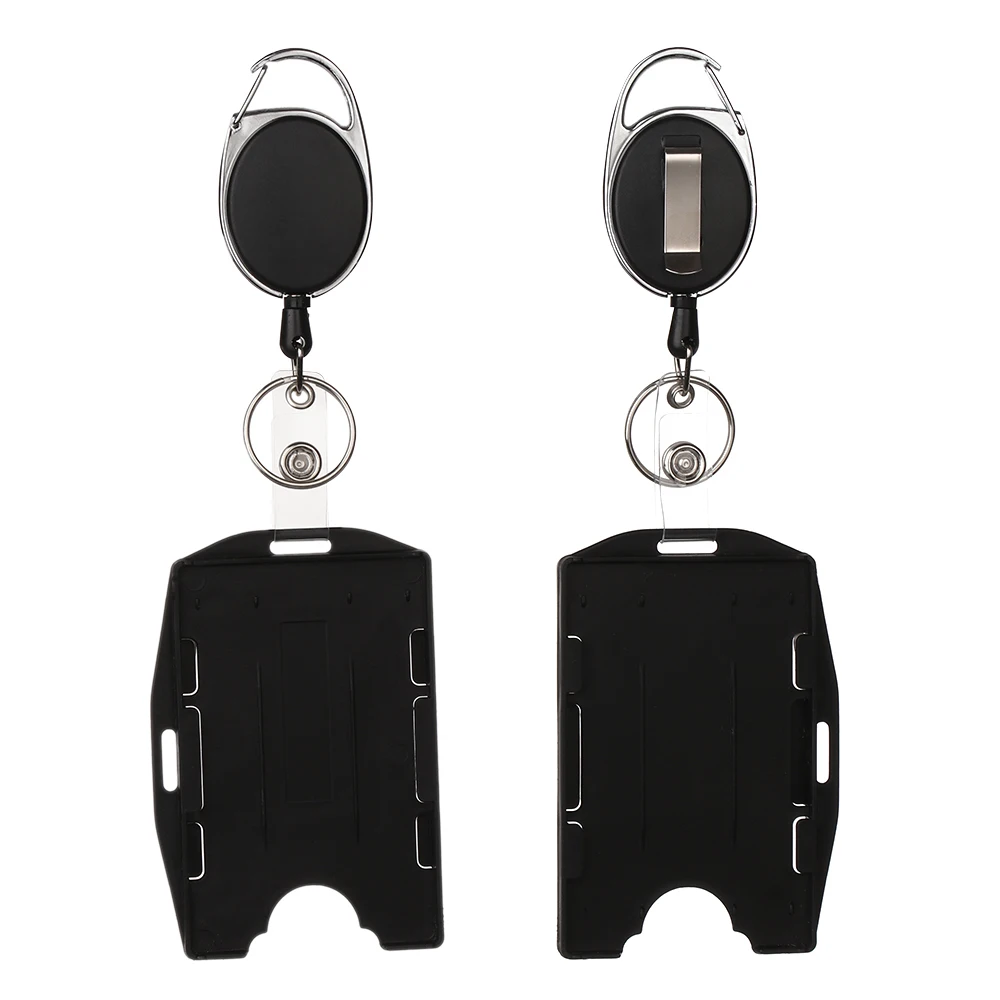 Unisex ID Retractable Badge Holder Reel & Double Sided ID Card Badge Holder Hard Plastic Protector Cover Card Sleeve id card holder id card case passport holder