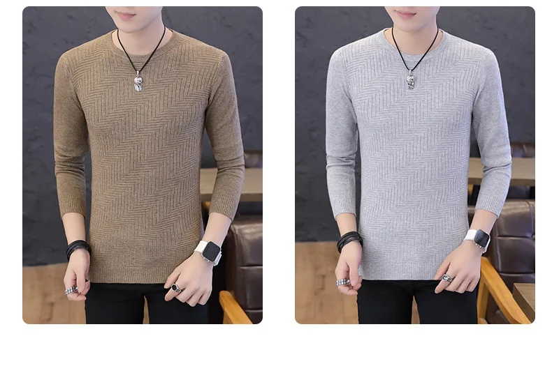 Свитер Для мужчин Повседневный пуловер Для мужчин Осень Slim Fit рубашка с длинными рукавами Для мужчин свитера вязаный кашемировый шерстяной тянуть Homme