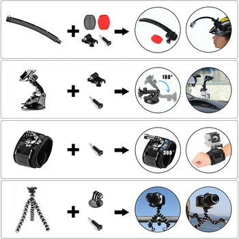 

50pcs/set Protect Cover Strap Basic Mount Suction Cup With Bracket Practical 360 Degree PC Action Camera Accessories For GoPro