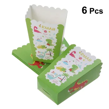 

6 Pcs Popcorn Boxes Dinosaur Patterned Disposable Popcorn Containers Wedding Birthday Party Supplies
