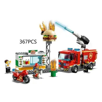 

2019 New City Burger Bar Fire Rescue 60214 Building Blocks Compatible LgoingLYI Cityo Firefighter Figures Children Toys Gift