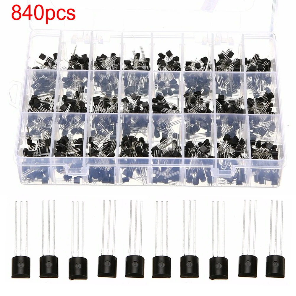 

840PCS Transistors Box Pack Transistor kit TO-92 24 Specifications A Total of 840 Triode Box Set TO-92 with 24 Box Transistor