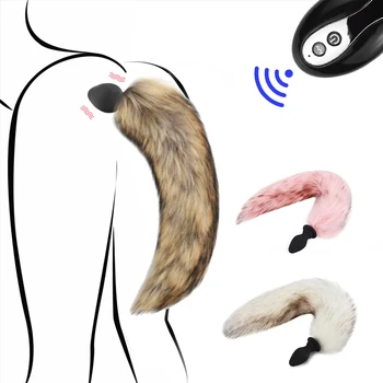 Wireless Remote Fox Tail Anal Plug Adult Games 10 Speeds Vibrating Butt Plug Anus Stimulator For Couples Flirt Cosplay Toys 1