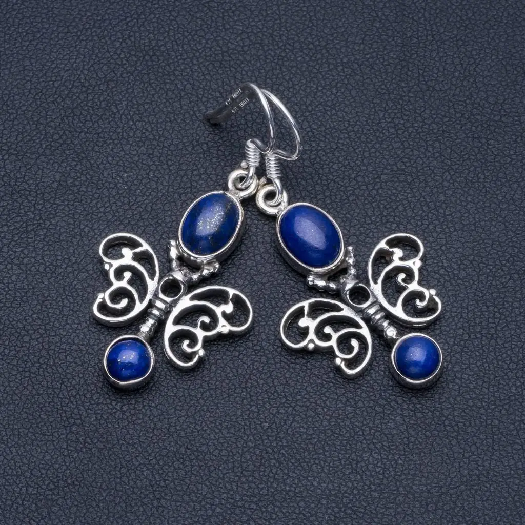 

Натуральный Лазурит Boho 925 Висячие серьги из серебра 925 пробы 1 1/2 "R1398