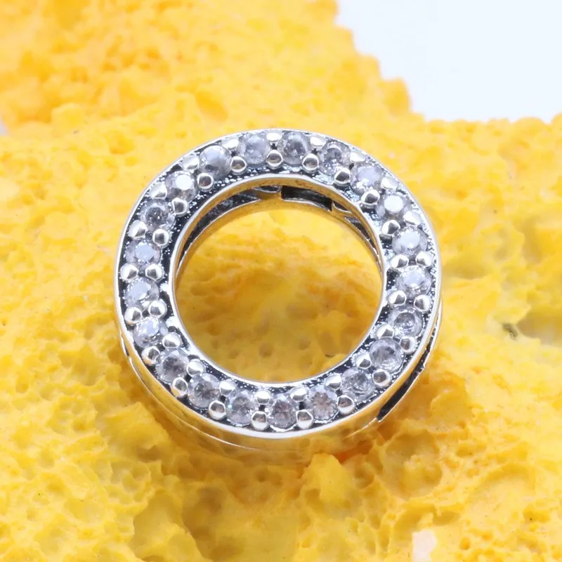 

Original 925 Sterling Silver Bead Round With Crystal Clip Fit Pandora Women Bracelet & Necklace Diy Jewelry