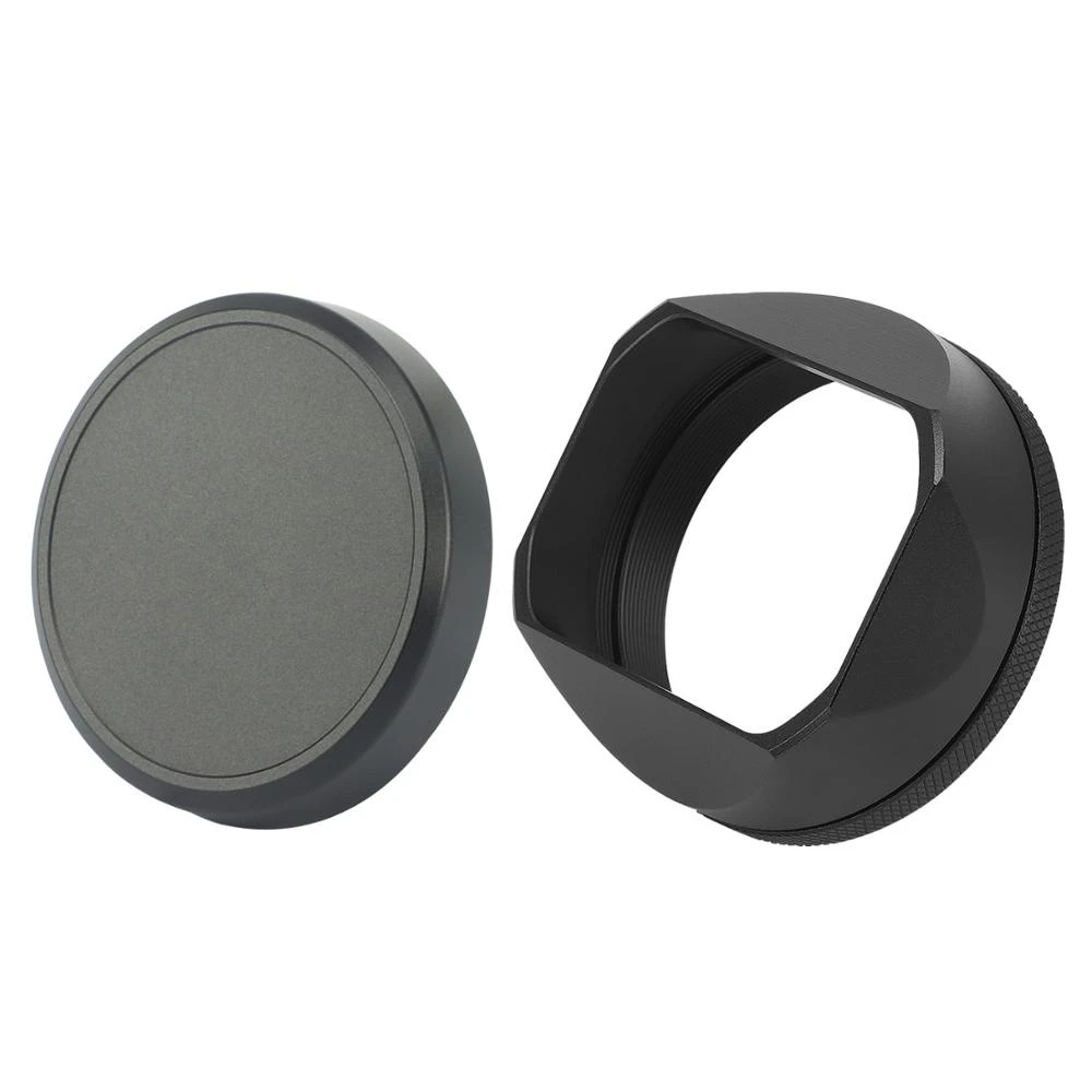 Haoge LHX54B Square Metal Lens Hood with 49mm Adapter Ring and cap for Fujifilm Fuji X100V