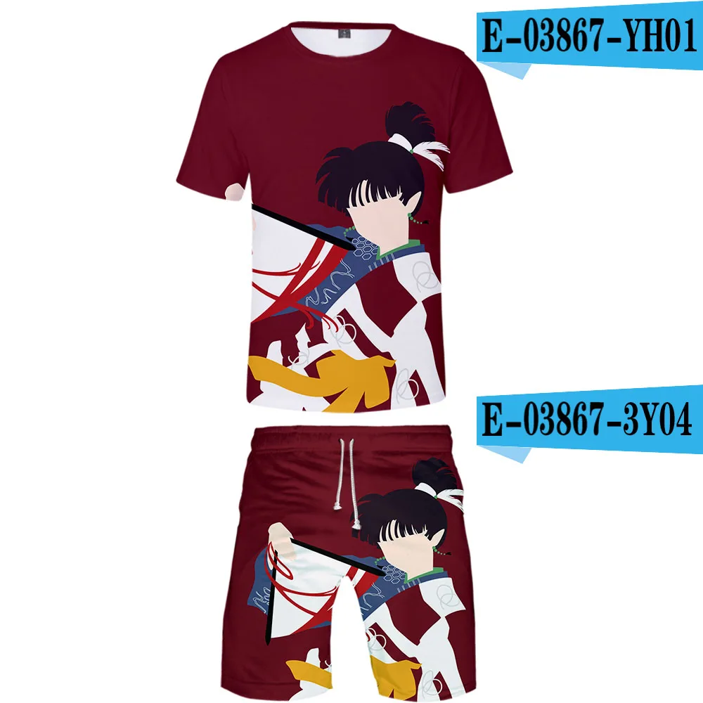 Inuyasha 3D стиль дизайн аниме Мужской комплект из двух предметов удобный и повседневный мотор бег - Цвет: E03867