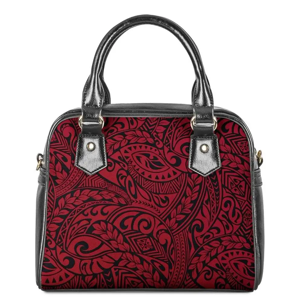 

OEM Ladies Handbag Polynesian tribal style Pattern Custom Printed Shoulder Bag High Quality Fashion Luxury Leather Messenger bag