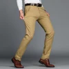 Mens Pants Cotton Casual  Stretch male trousers man long Straight High Quality 4 color Plus size pant suit  42 44 46 3