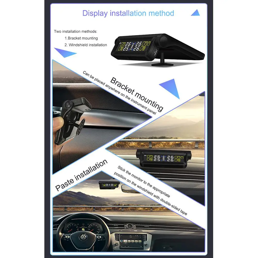 Kuulee T680 беспроводной датчик давления в шинах Система мониторинга USB Солнечная энергия Автомобильная охранная сигнализация монитор давления в шинах