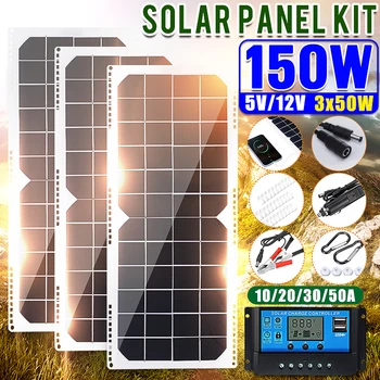 

Portable Collapsible Solar Panel Flexible High Conversion Solar Car Charger USB/DC Output with Car Charger For Outdoor 1/2/3Pcs